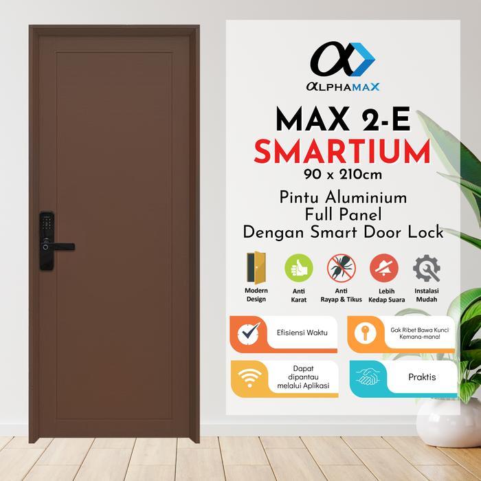ALPHAMAX Max 2-E SMARTIUM Pintu Aluminiun Full Panel dengan Smart Lock Door 90 x 210cm