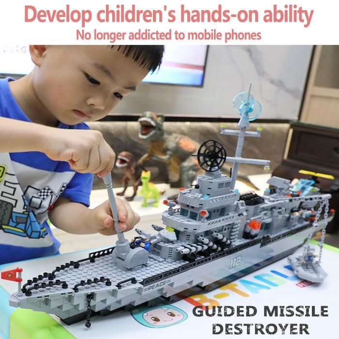 MINGDI KAPAL INDUK 1560PCS BESAR BLOCK SUSUN EDUKASI MAINAN ANAK LAKI-LAKI 3D PUZZLE 8/9/10 TAHUN