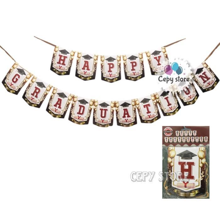 Banner Happy Graduation / Bunting Flag Wisuda Motif Toga