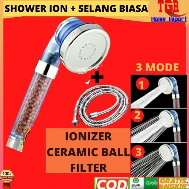 Toto - Set Shower Mandi Selang Kepala Sower Ion Spa 3 Mode Shower Head Ion