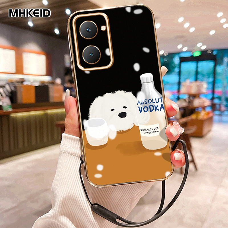 MHKEID Casing Hp Untuk VIVO Y03 Y18 Y18E Y28s Y28 5G Y28 2024 4G Case Casing Cesing pola Anak anjing