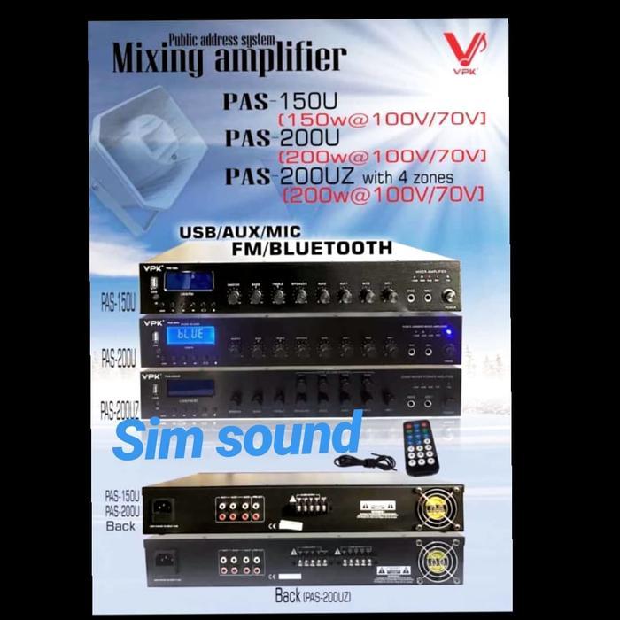 AMPLIFIER VPK PAS 200UZ AMPLI VPK PAS200UZ PAS 200 UZ 4 ZONES 4 ZONA