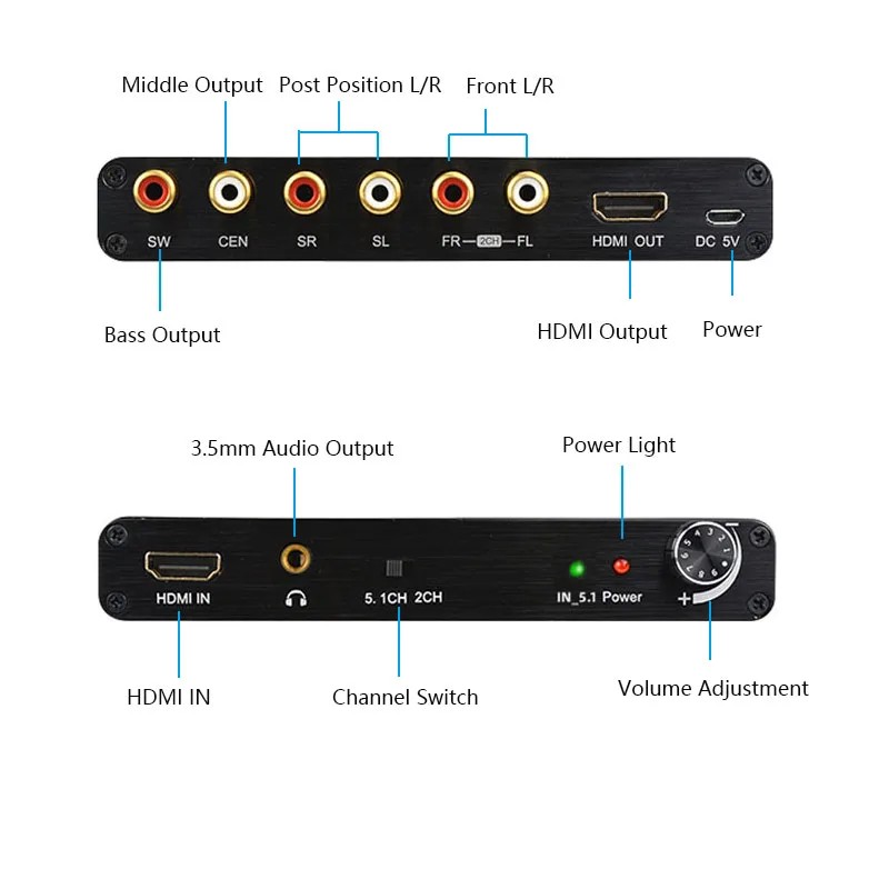 4K HD Audio Extractor Decoder 5.1CH AC3/DTS Audio Converter Decoder RCA Sound Amplifier Analog