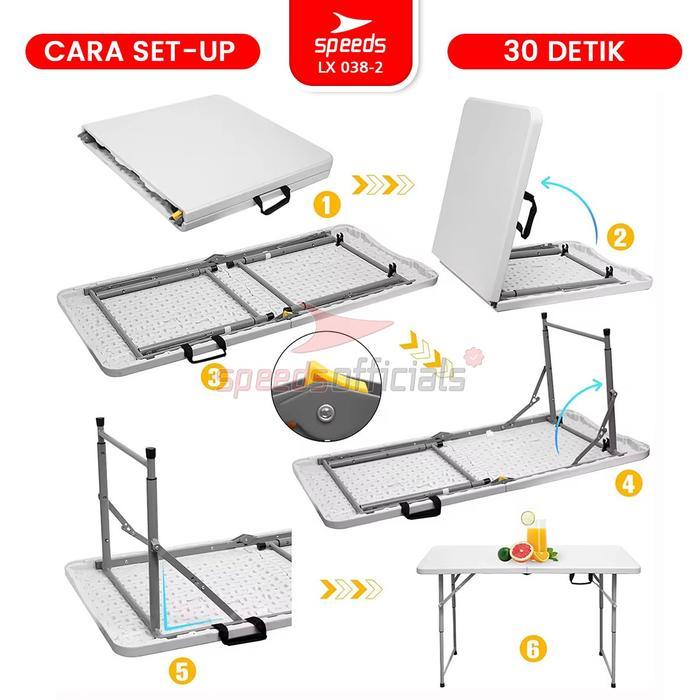 SPEEDS Meja Lipat Plastik Folding Table Indoor Outdoor Piknik Pameran Serbaguna Besar Meja Makan
