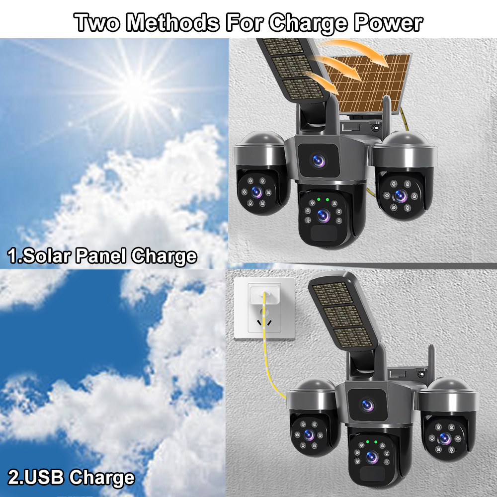 360 WiFi Solar Camera CCTV Outdoor Human Detection WiFi Security Camera CCTV Solar Lighting Battery