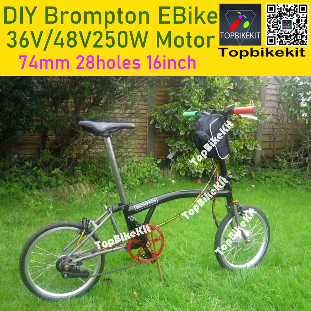 Suitable for Electric brompton Bike Motor TBK-74AD 36V/48V 250W Front Gear Hub Motor 28holes 74mm
