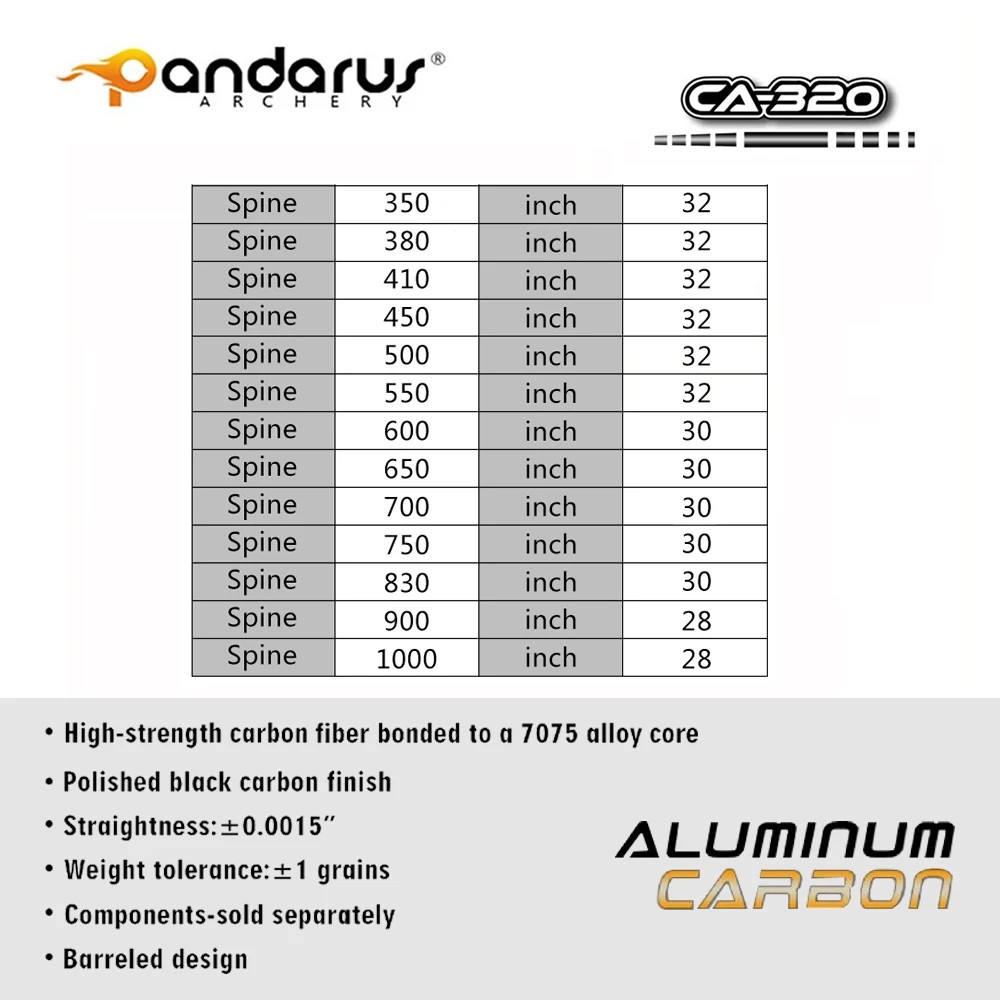 12pcs Pandarus ELITE CA320 ID3.2mm Carbon Aluminum Arrows design Same as X10 Arrows Shafts For