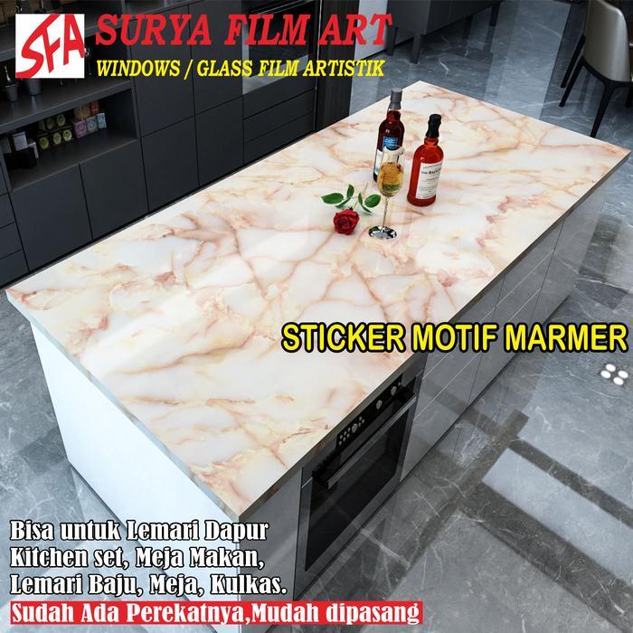 "New" Termurah Stiker motif marmer untuk meja dapur, Kitchen set, Kulkas