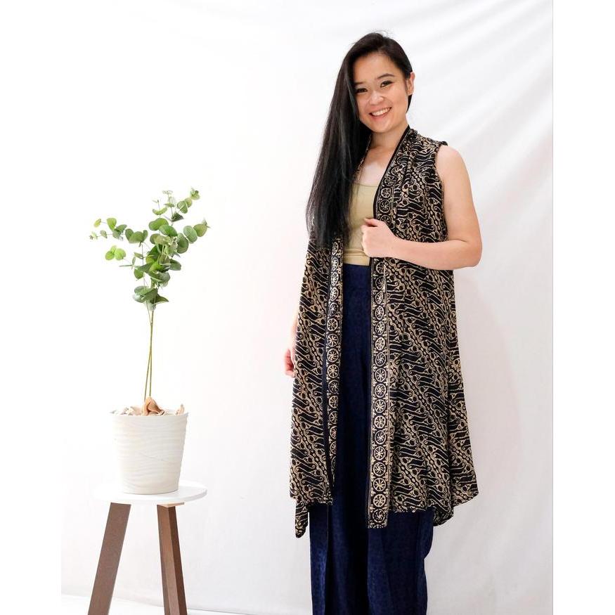 ATASAN BATIK OUTER BATIK WANITA BATIK VISCOS BATIK HITAM MODERN PARANG