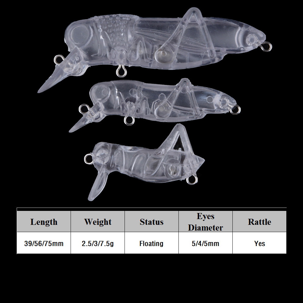 Chan?Huang 20PCS Unpainted Blank Fishing Lure 2.5g/3g/7.5g Locusts Minnow Floating Rattle DIY