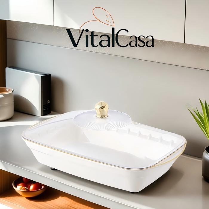 Produk Terbaru Aesthetic / Nampan Saji Dengan Tutup/Piring persegi panjang putih (dengan tutup)