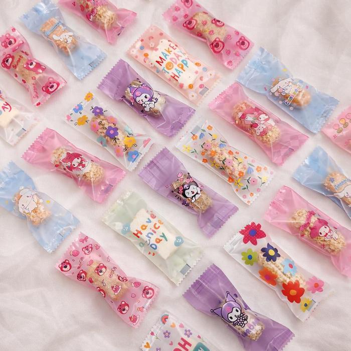 100 Pcs Plastik Kemasan Permen Nougat Lucu 4x9cm - Plastik Kemasan Permen Kue Kartun Lucu