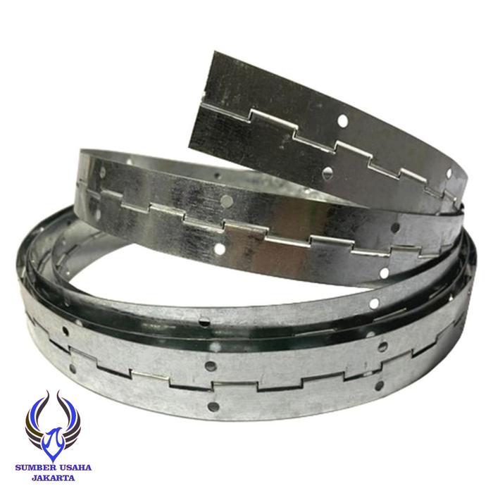 Engsel Piano Galvanis Meteran Panjang 3 Meter / Engsel Harmonika Pintu Lemari Dapur Etalase Besi