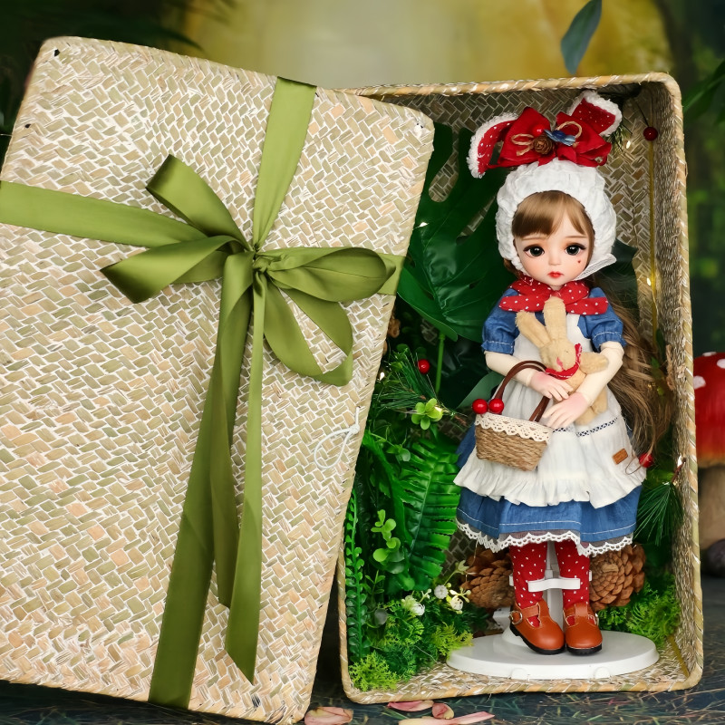 Doris 1/6 Bjd Doll 30cm Hand Painted Princess Doll With Rabbit Ear Hat Realistic Stylish Wig Multi