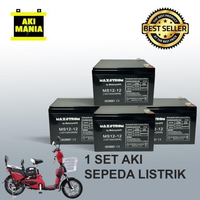 Aki Sepeda Listrik Selis 1 Paket 12V 12Ah Aki Maxstrom 12-18