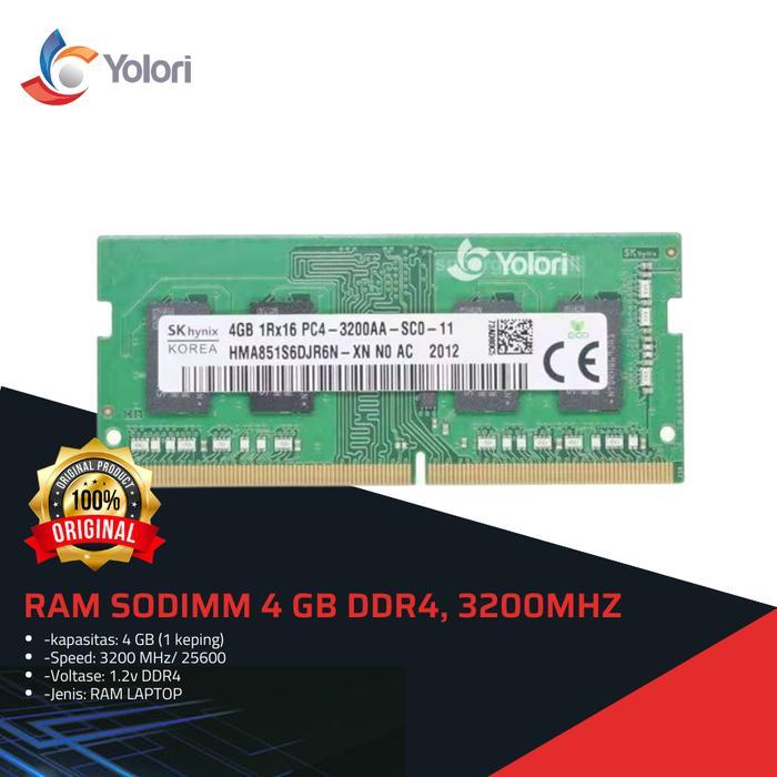 SK HYNIX RAM SODIMM 4GB DDR4, 3200MHz