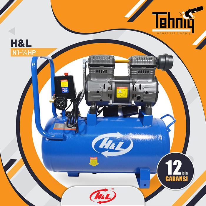Kompresor Angin Listrik H&L 1.25 HP 30 Liter Oilless Silent Compressor