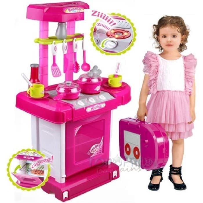Cocomelon Toys - Mainan Kitchen Set Koper Pink Hadiah Kado Ulang Tahun Anak Perempuan