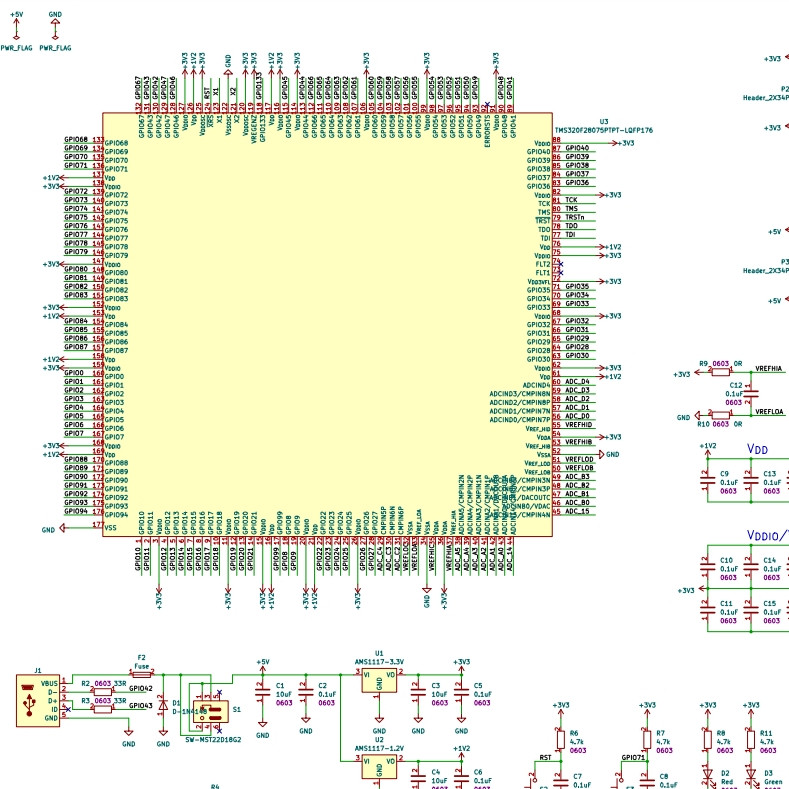 Tms320F28075Ptpt Development Board Tms320F28377 Control Board Dsp Core Board