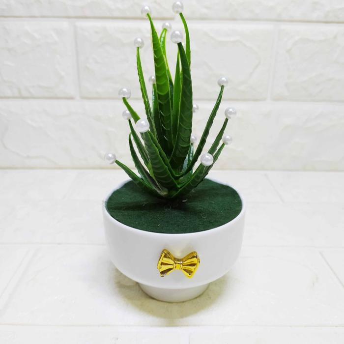 Sukulen Pedang Kecil Pot Keramik - Tanaman Imitasi Cantik