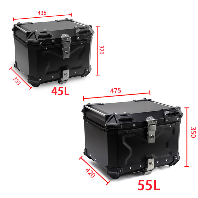 45L 55L Motorcycle Top Box Aluminium Alloy Motorcycle Trunk Helmet Box Waterproof Motorbike Tail Box