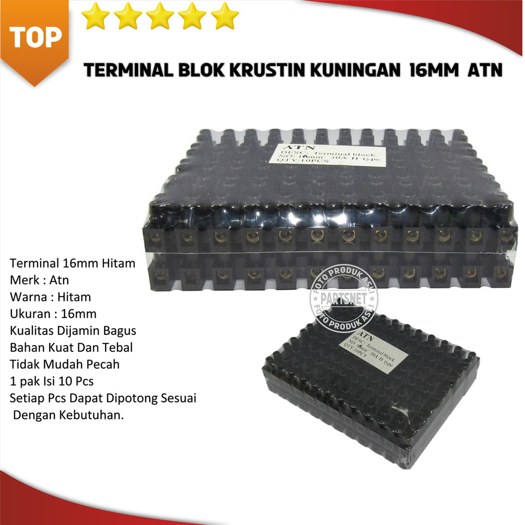 Terminal Kabel 16mm Hitam Atn - Terminal Blok 16mm