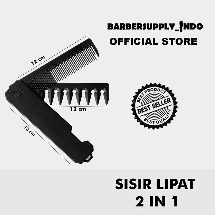 SISIR SAKU LIPAT PLASTIK PRIA PORTABLE / SISIR RAMBUT LIPAT KECIL FOLDING COMB / SISIR BARBERSHOP