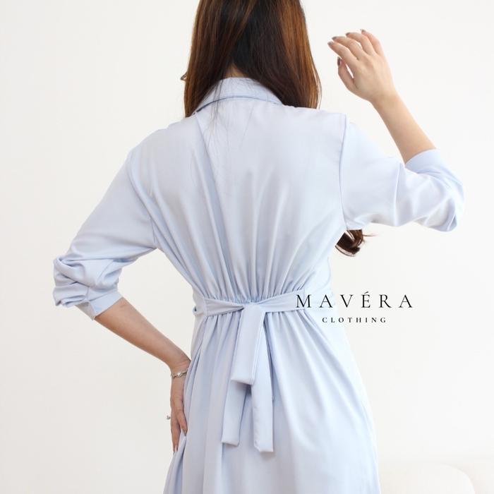 READY MAVERA - Jasmine Pleated Dress Cotton Silk Bodycon Midi Dress Mewah Elegan Lembut Nyaman