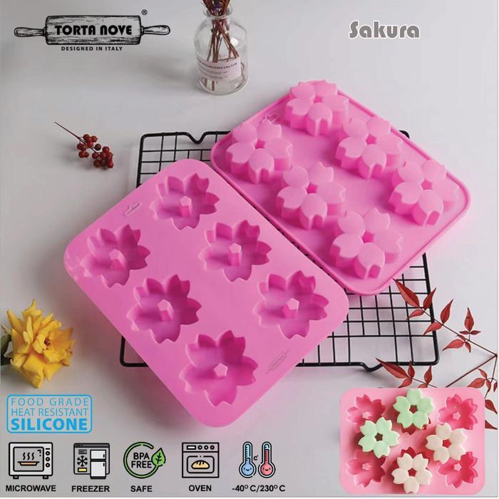 Cetakan Kue Bentuk Bunga Sakura Talam Pukis Putu Ayu Lumpur Bolu Kukus Puding Mini Jelly Es Coklat