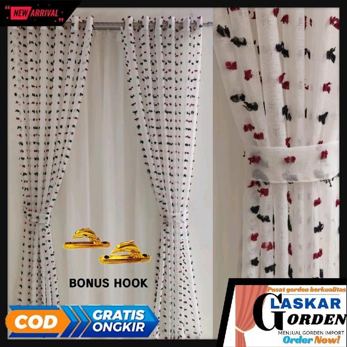 Gorden pintu rumah vitrase gorden jendela rumah MinimalisTerbaru Model Smokring Ukuran L.140T.200cm