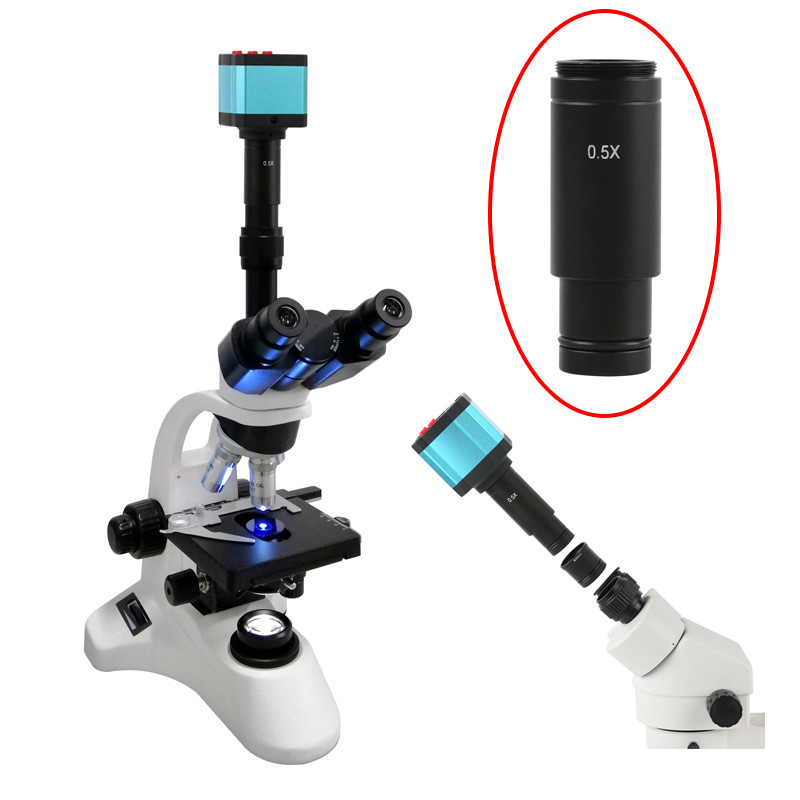 0.5X 0.4X 1.0X C Mount Microscope Adapter 23.2mm Electronic Eyepiece Reduction Lens 0.5X Microscope 