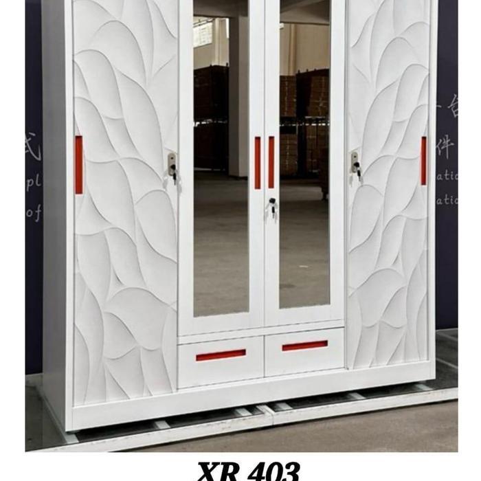 Lemari Baju Besi Sliding - Lemari Baju  4 Pintu XR-403 - Lemari Baju Besi - Lemari Baju Sliding Kaca