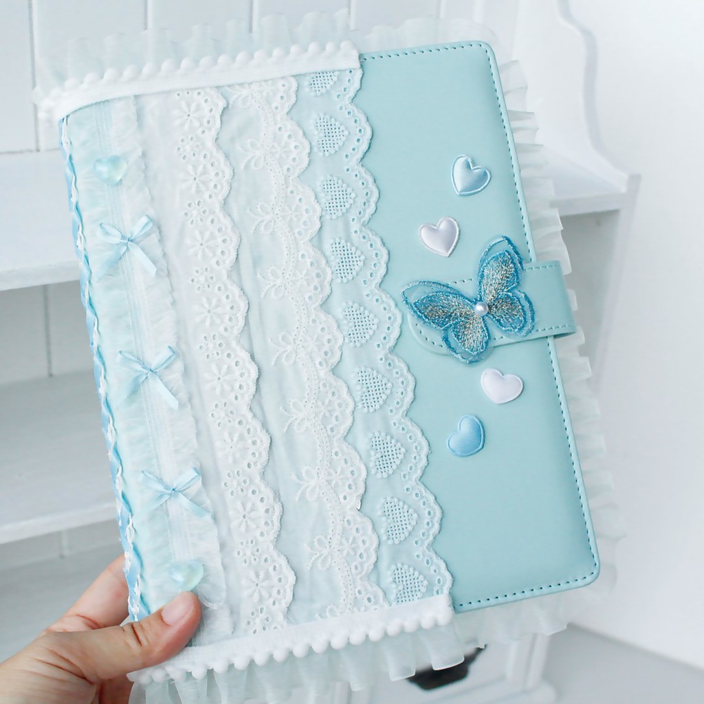 Collect A5 Album Book Handmade Fabric Lace Decor Embroidery Photocard Binder Loose-Leaf Replaceable
