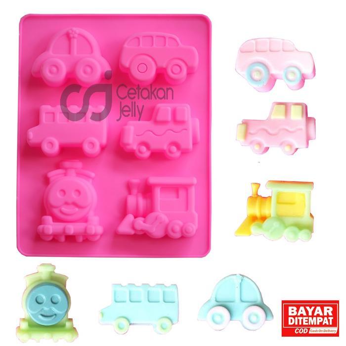 CJ Cetakan Silikon Puding Jelly Cake Kue Karakter Kereta Dan Mobil