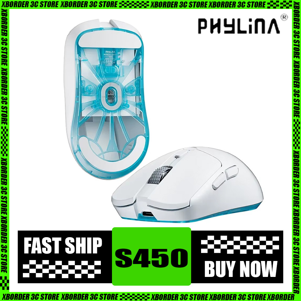 Phylina S450 Wireless Mouse Paw3395 Dual Mode 2.4g Lightweight E-Sports Mouse Ergonomics Office Mice