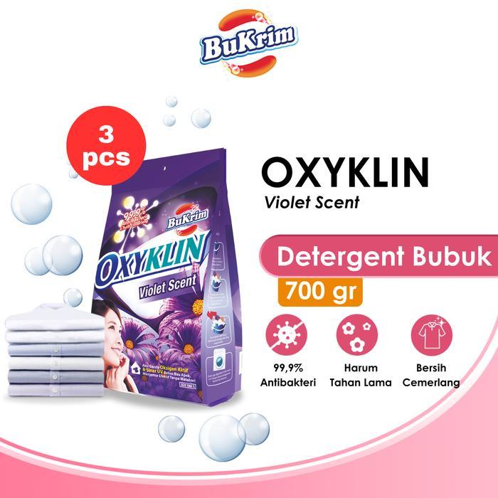 3PCS - SABUN DETERGENT BUBUK BUKRIM OXYKLIN VIOLET 700GR (TANPA PIRING)