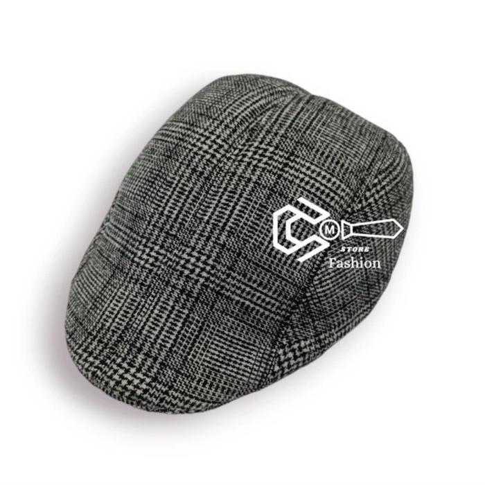 Topi Seniman Baret Motif Garis Topi Pelukis Sutradara Newsboy Coklat