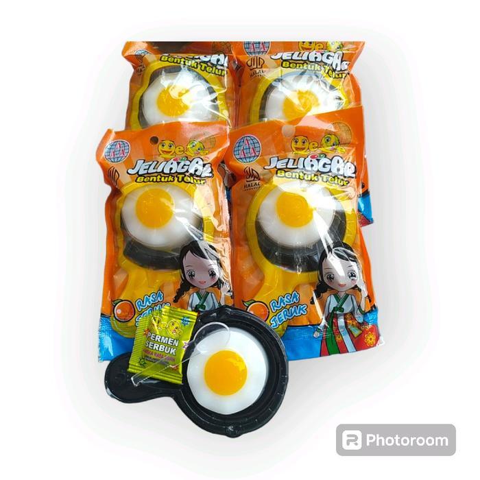 "New" PAKET 30 PCS JELLI AGAR BENTUK TELOR CEPLOK - JELLY DENGAN SERBUK RASA BUAH Food Jeli Makanan