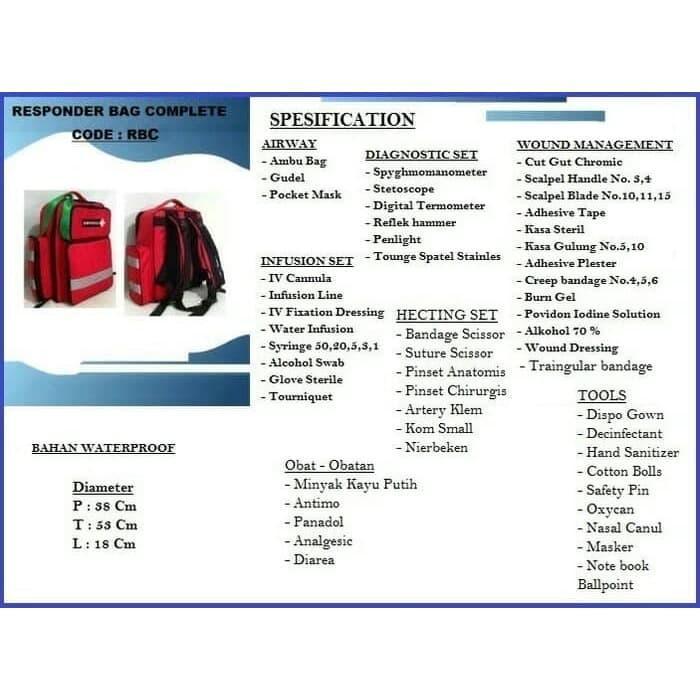 TAS EMERGENCY KIT ( EMERGENCY FIRST AID KIT ) RESPONDER BAG PLUS ISI