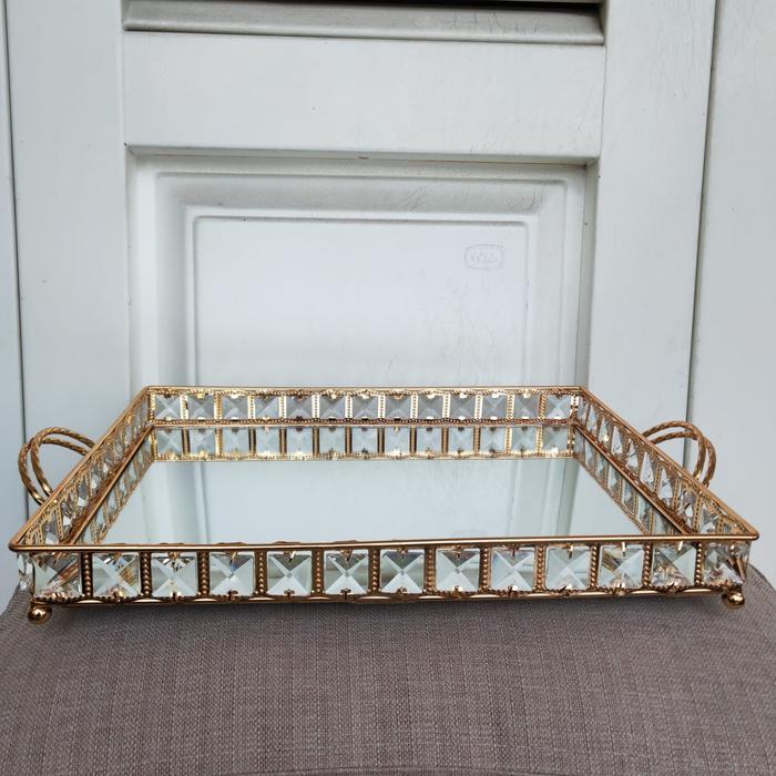 603 Store Nampan Kaca Kristal Gold (Gagang Mini) Tbk