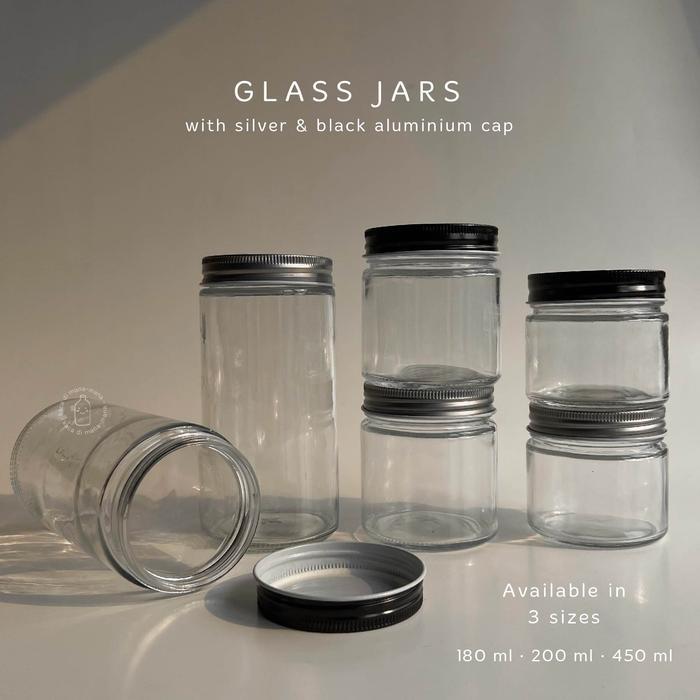 Toples kaca - 180ml 200ml 450ml - glass jar aluminium cap
