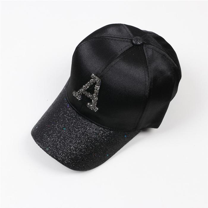 Yarra Topi Baseball Pria Wanita Pink Putih Hitam Logo A Satin Manik Glitter Mewah Gaya Korea Jepang