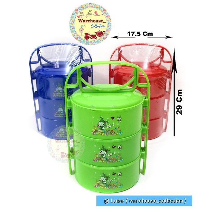 Rantang Plastik Susun 3 / Rantang Plastik Tebal Murah / Rantang Piknik