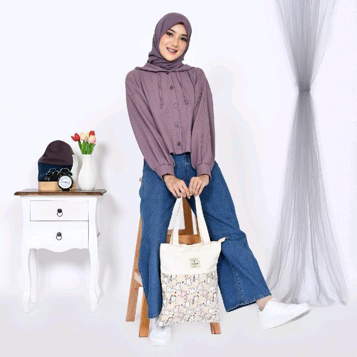 Carravelle - TOTEBAG LUCU TOTEBAG WANITA BAHAN KANVAS DG RESLETING