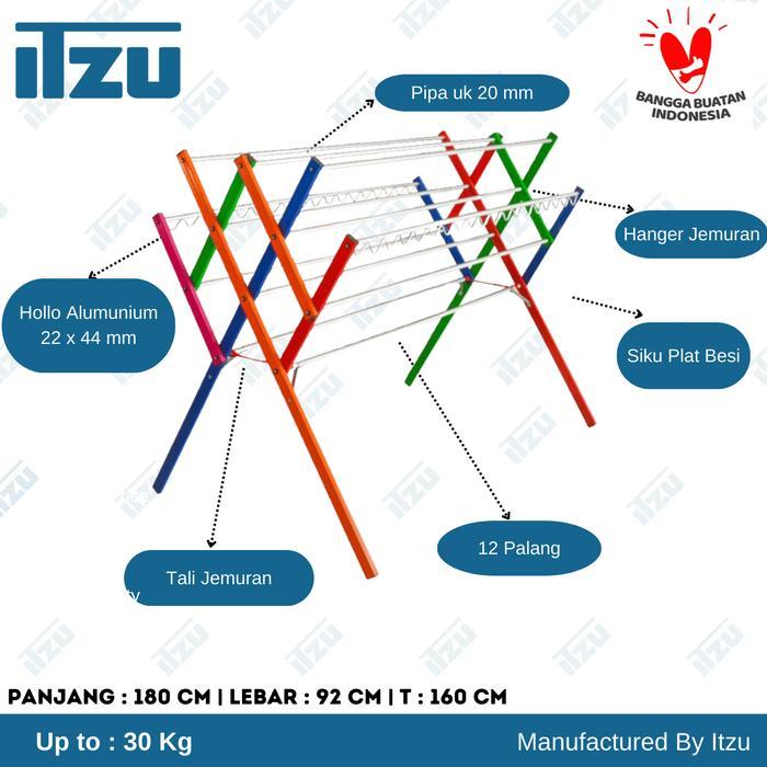 Jemuran Baju Alumunium Warna Besar 12 Palang