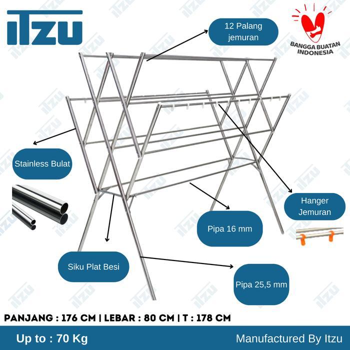 Jemuran Baju Stainless Besar 12 Palang