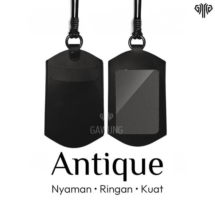 Lanyard Id Card Holder Slide Kalung Name Tag Kartu Hitam Chslide Metal Transparan