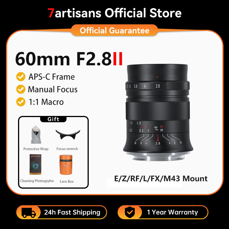 JUAL  7artisans 60mm F2.8 Mark II APS-C Macro Lens For Sony E ZVE10 Nikon Z Z6II Fuji XF Canon RF R6