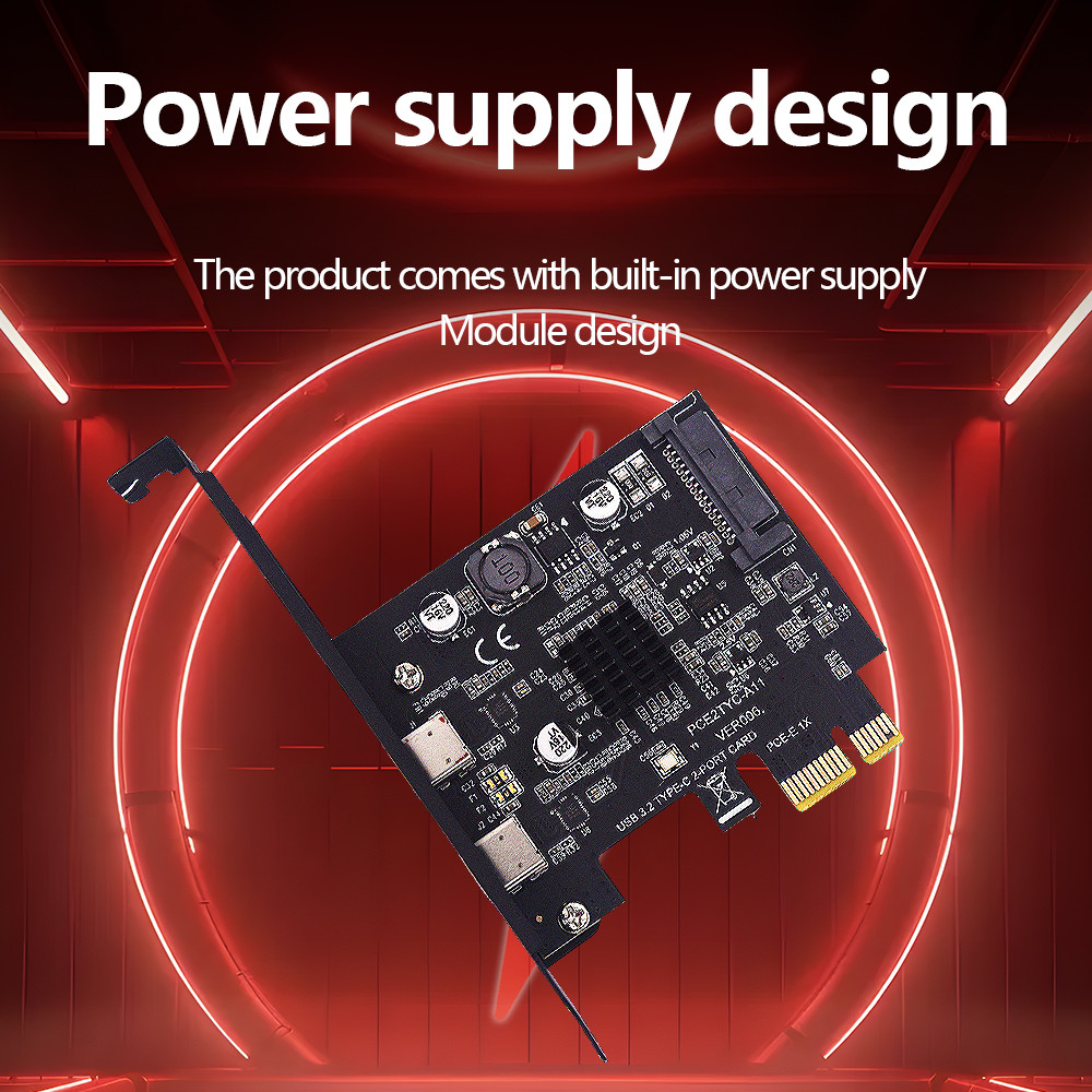 TISHRIC 10Gbps PCIE USB3.2 Gen2 Expansion Card PCIE 1X To Dual Type C Port Adapter ASM3142