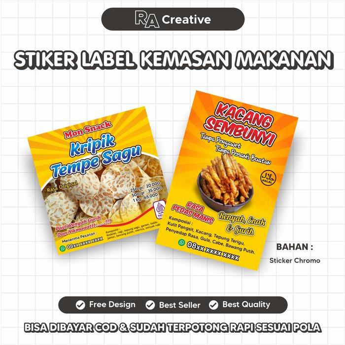 Stiker Label Kemasan Makanan Free Design Custom